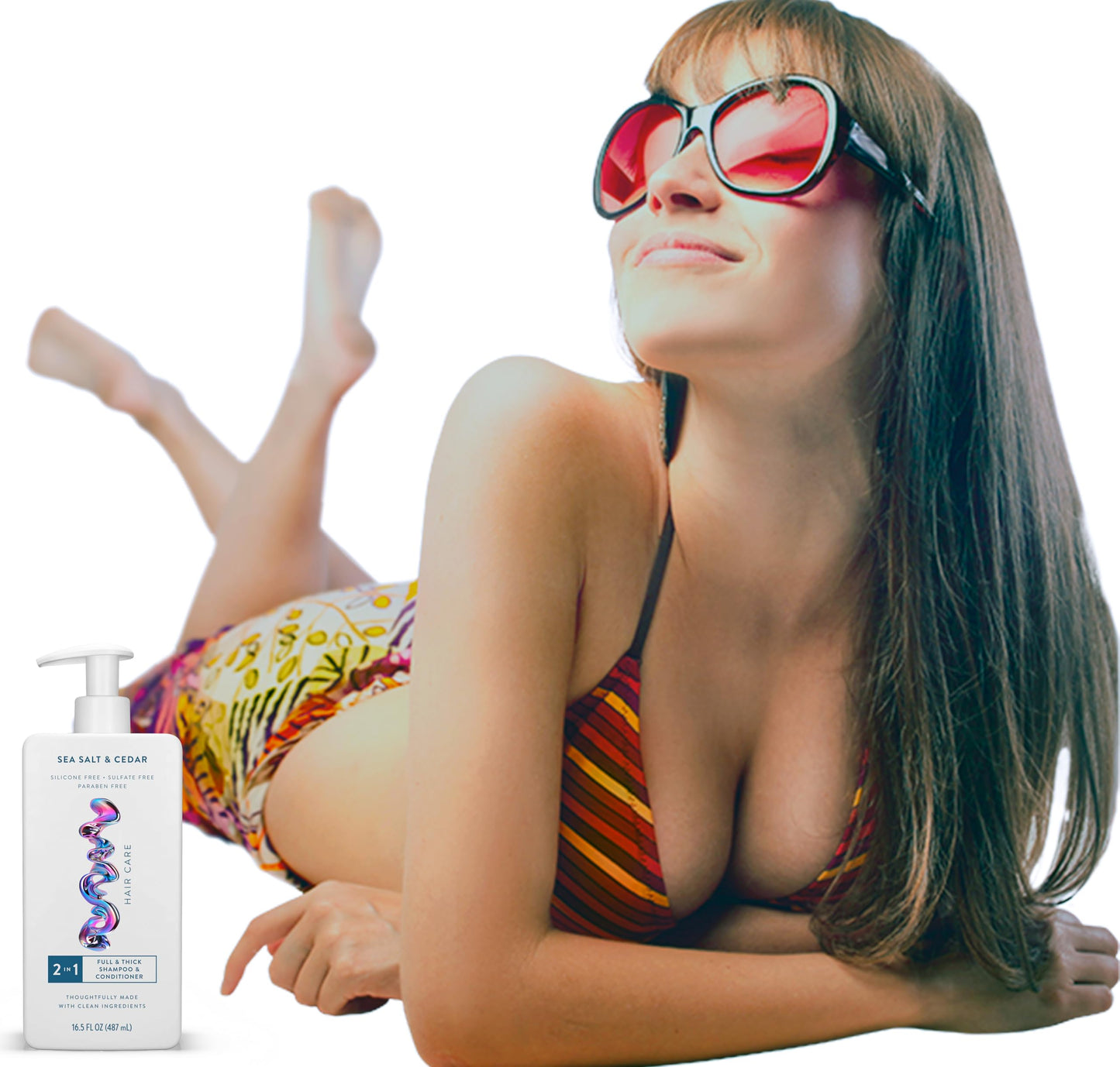 Hair and Body Wash - 2 in 1 Shampoo and Conditioner And Body Wash - Sea Salt & Cedar - Contain Naturally Derived Ingredients | All Hair - 16.5 and 18 FLOz - Pack Of 02