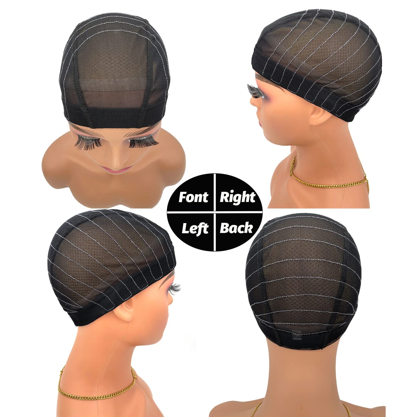 Atimiaza Wig Cap with Guideline Map for Wig Making, Stretchable Mesh Dome Caps with 1 Elastic Band and 4 Wig Combs for Beginners Sewing Wig (Small: 19"-20", 4 * 4 Closure)
