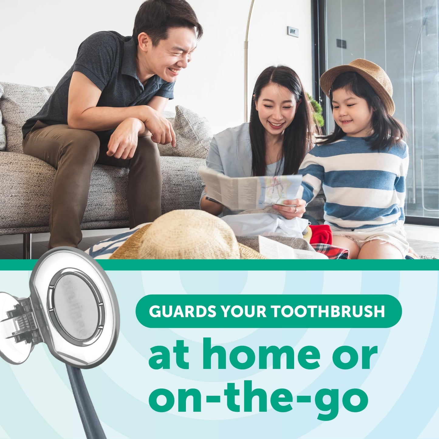 Steripod Clip-On Toothbrush Protector, Keeps Toothbrush Fresh and Clean, Fits Most Manual and Electric Toothbrushes, Blue, Green, Clear, 4 Count