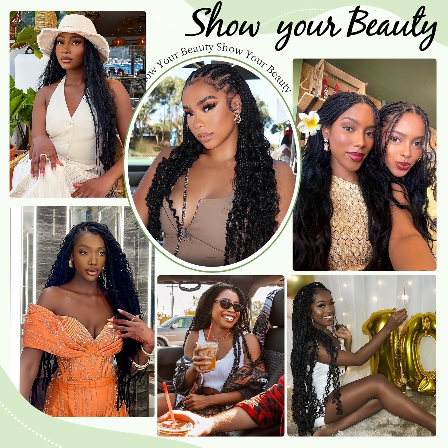 Human Braiding Hair for Boho Braids 120g 12A Deep Water Wave Bulk Human Hair Knotless Boho Braiding Curly 100% Virgin No Weft Extensions Bohemian Braids 3 Bundles/Pack Natural Color 24 Inch