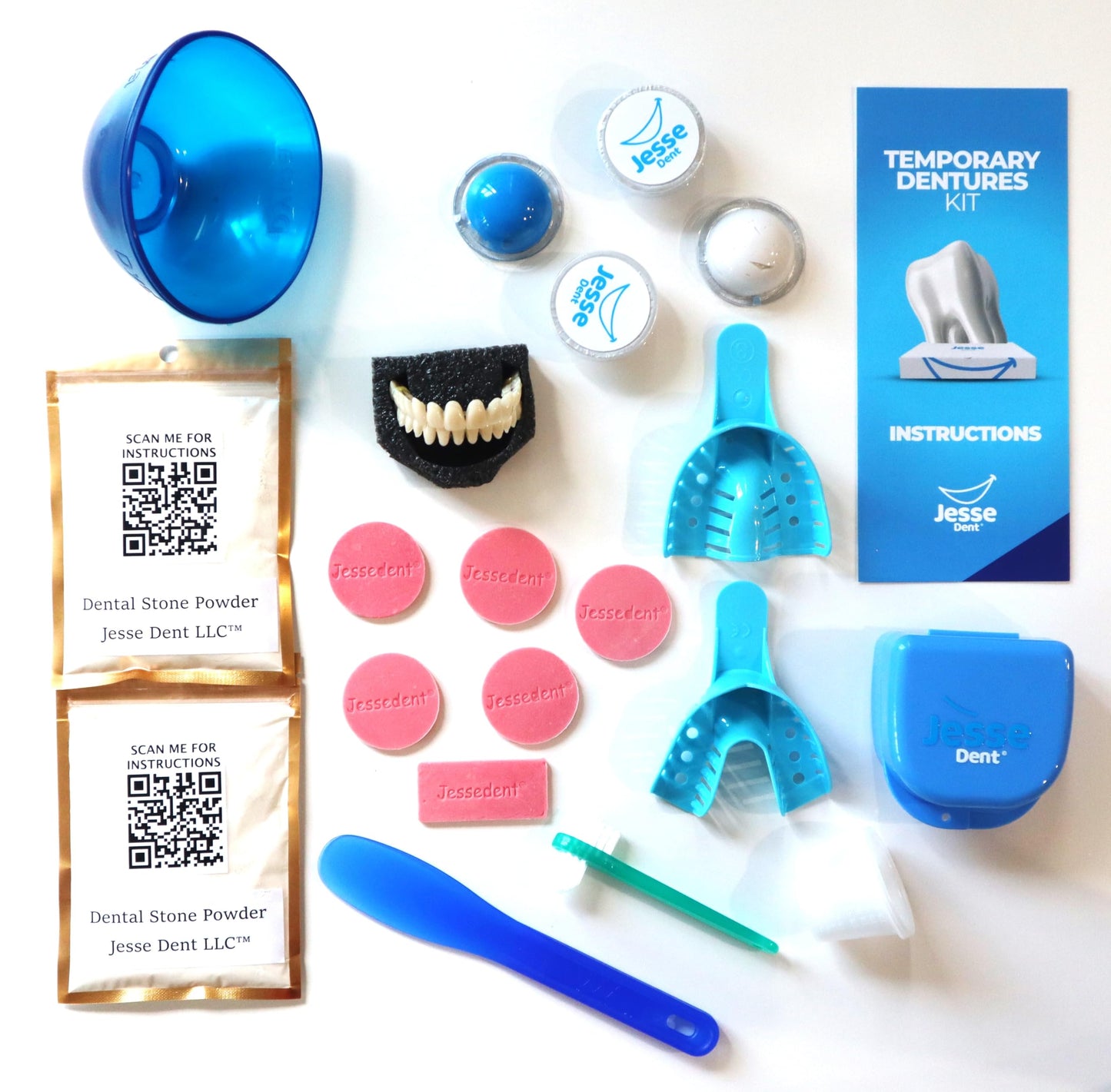 Jesse Dent - DIY Dentures, Customizable Kit with 12 Pieces, Simple to Use. Dentures Upper and Lower, Home Denture Solution for an Ideal Smile, Women and Men