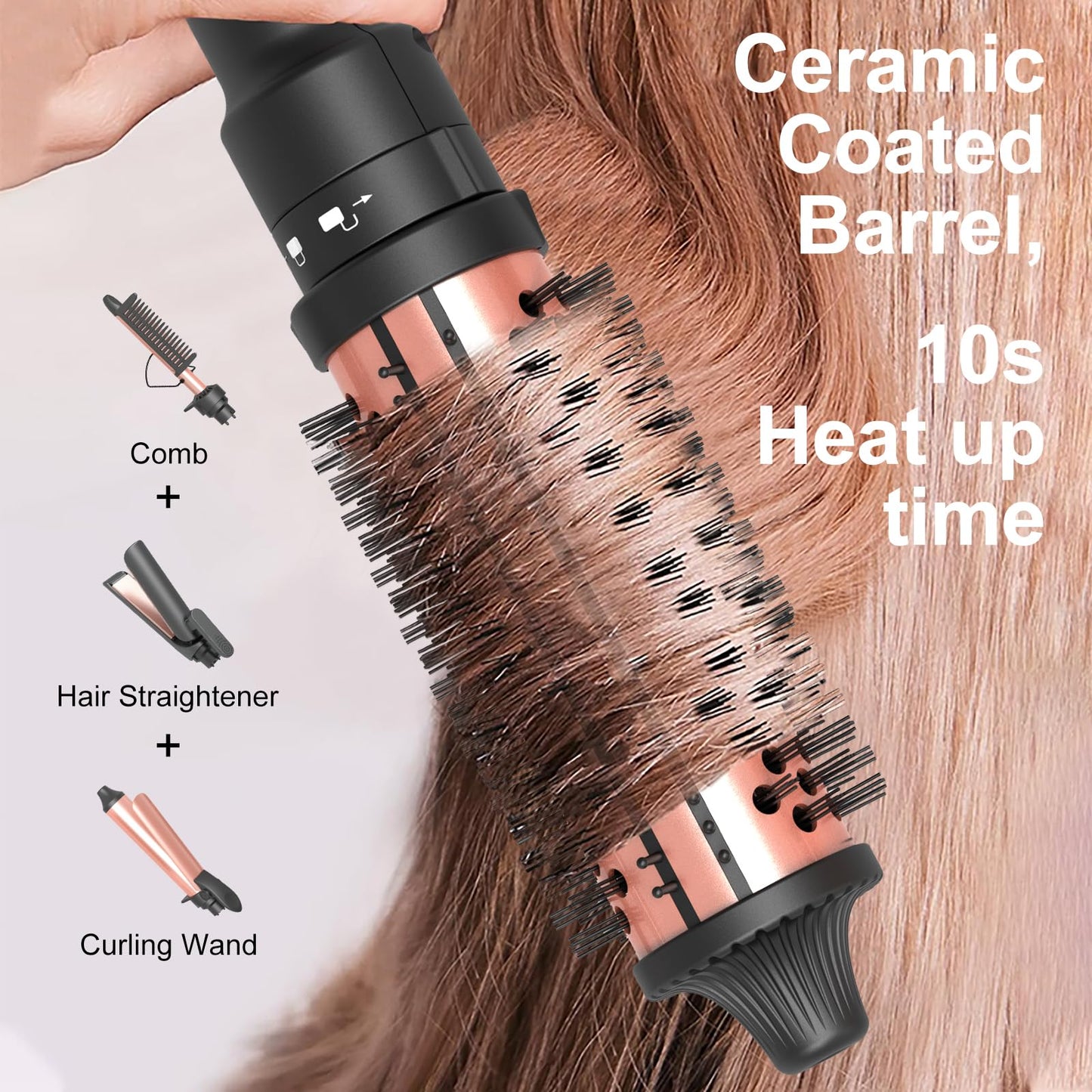 4 in1 Wand Curling Iron,Curling Wand for Long Hair,Hair Curling Iron with Straightener and Curler Fuction,Curling Iron Set with Heat Resistant Mat Glove