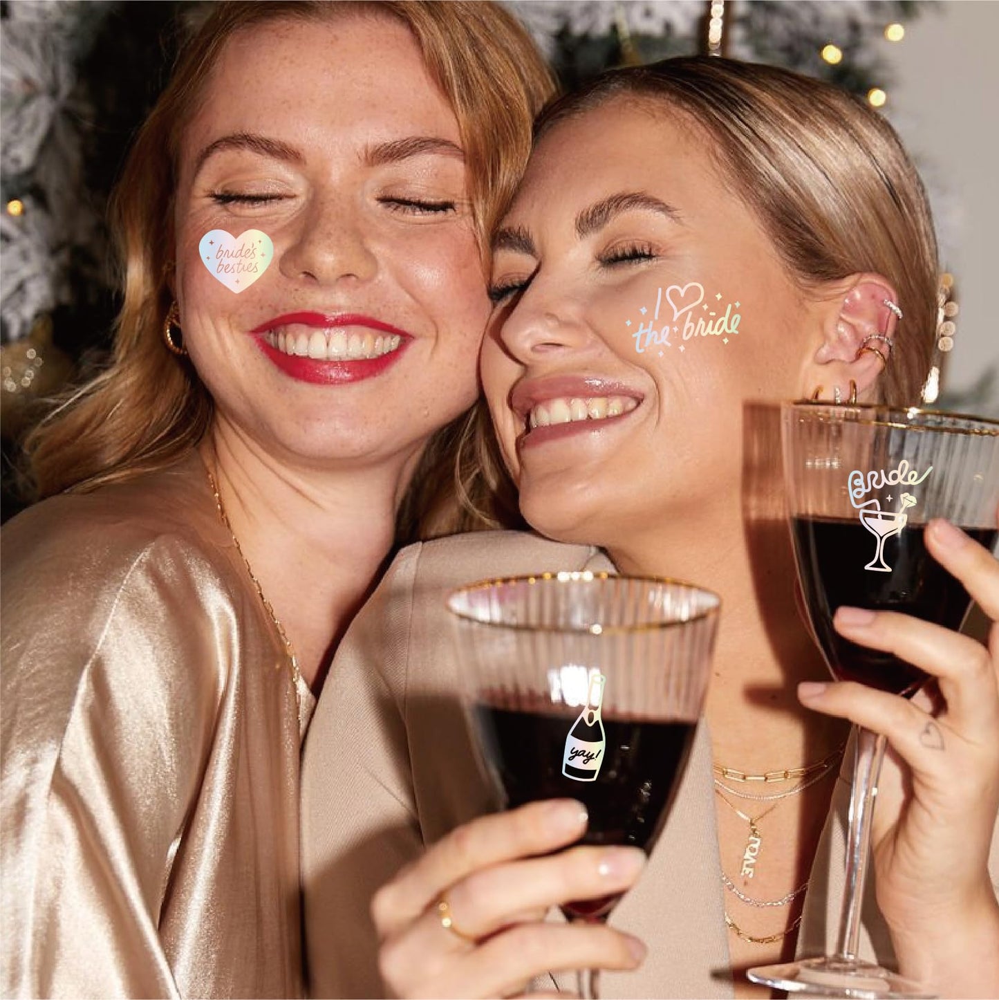 Wedding Cheers Bachelorette Temporary Tattoos - 80+ Glitter Styles Bach Party Decoration, Bridesmaid Favor, Bride to Be Gift, Bridal Shower Supplies