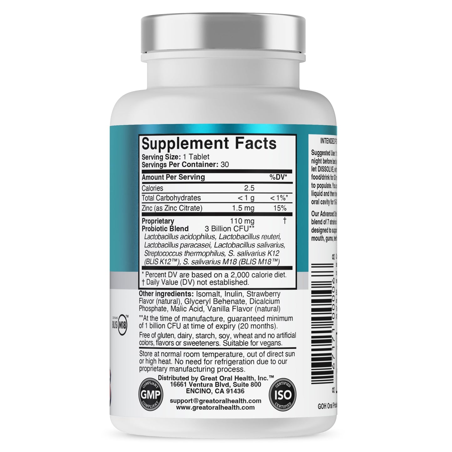 Oral Probiotics for Mouth Bad Breath Treatment for Kids Dental Care & Cavity Prevention with BLIS K12 M18 – Dr Formulated Dental Probiotics for Teeth and Gums, 30 Chewable Tablets Strawberry Vanilla