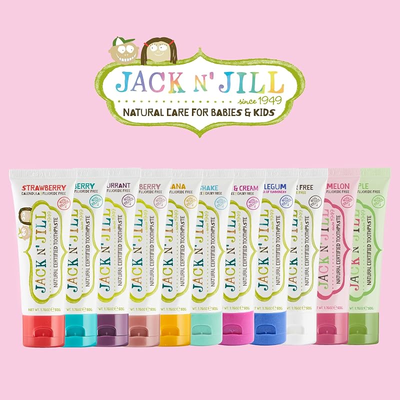 Jack N Jill Fluoride Free Kids Toothpaste Variety Pack 1.76 oz (Pack of 3) - 11 Flavors