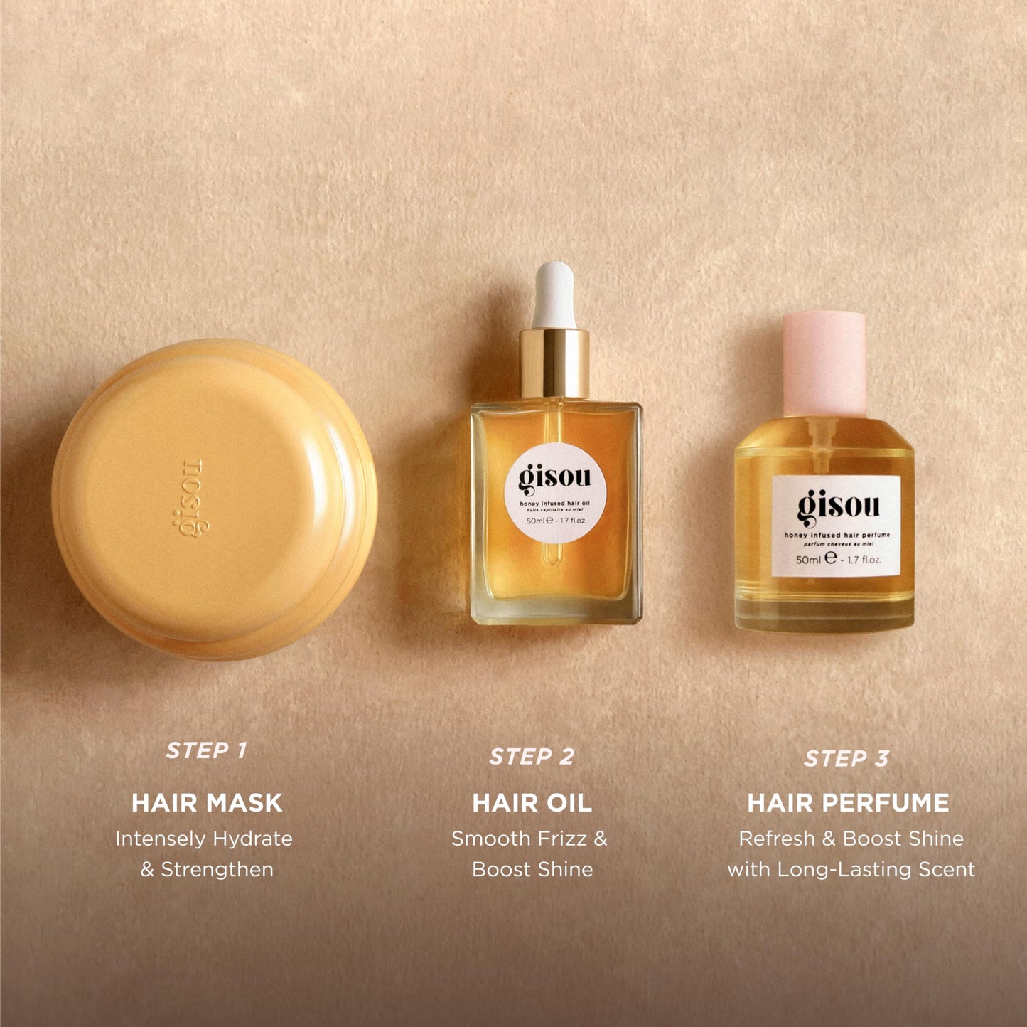 Gisou Honey Infused Hair Oil, Award-Winning Hydration, Frizz Control & Shine Treatment, Mirsalehi Honey & Botanical Oils, Heat Protection up to 450°F, Lightweight Non-Greasy Oil for All Hair Types