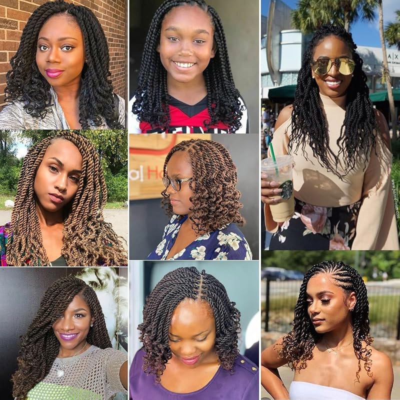 6 Inch Senegalese Twist Crochet Hair 8 Pack Pre-Looped Synthetic Havana Twist 1B3027#