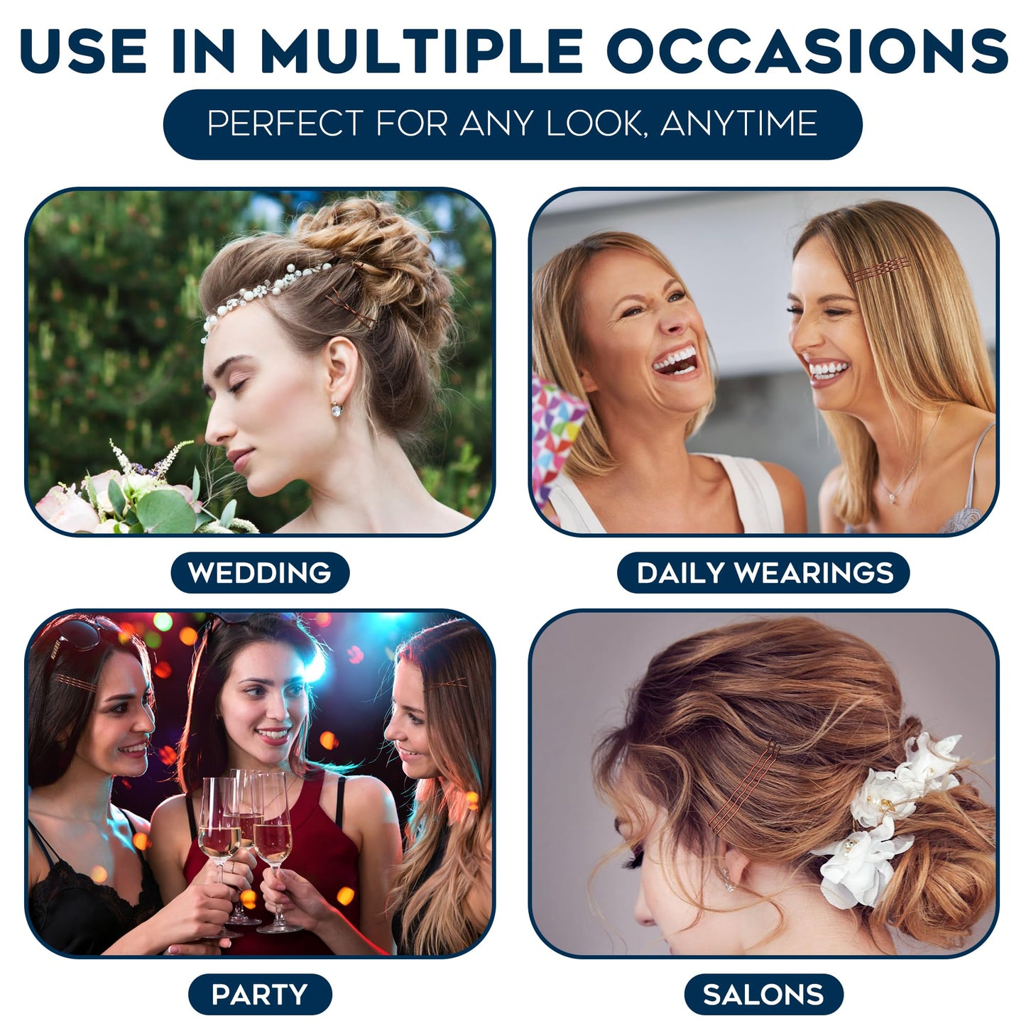 300 Pack Brown Bobby Pins Set by Luxurecourt, 3 Assorted Sizes of Large and Small Premium Bobby Pins + Regular Size U Shaped Hair Pins for Buns, Updo Style - Nonslip with Rounded Ends.