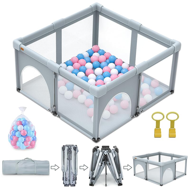Foldable Baby Playpen 50x50 Inches - Portable Indoor Outdoor Safety Fence