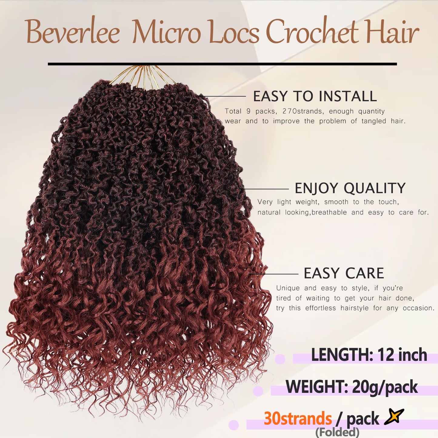 Beverlee Micro Locs Crochet Hair 12 Inch soft locs with curly ends 9 Packs Boho Soft Locs Style Mini Locs Twist Hair Synthetic micro locs extensions goddess Crochet Locs For Black Women