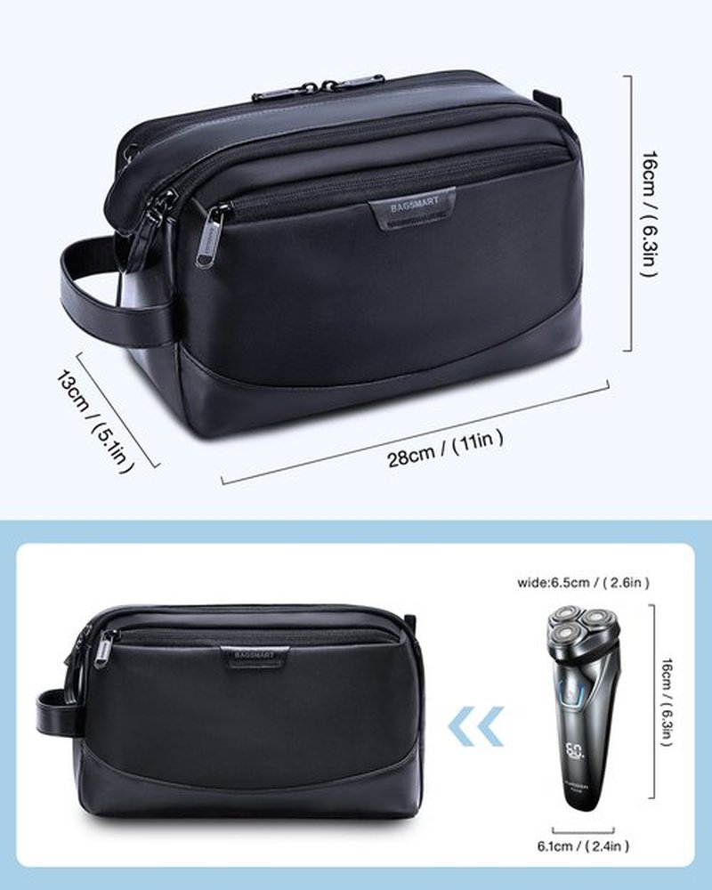 BAGSMART Toiletry Bag for Men, Large Travel Toiletry Organizer, Dopp Kit Water-resistant Shaving Bag for Toiletries Accessories - Black