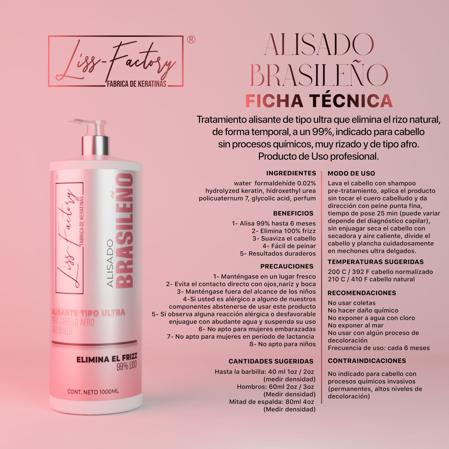 Liss-Factory Brazilian Straightening 500 Milliliters.
