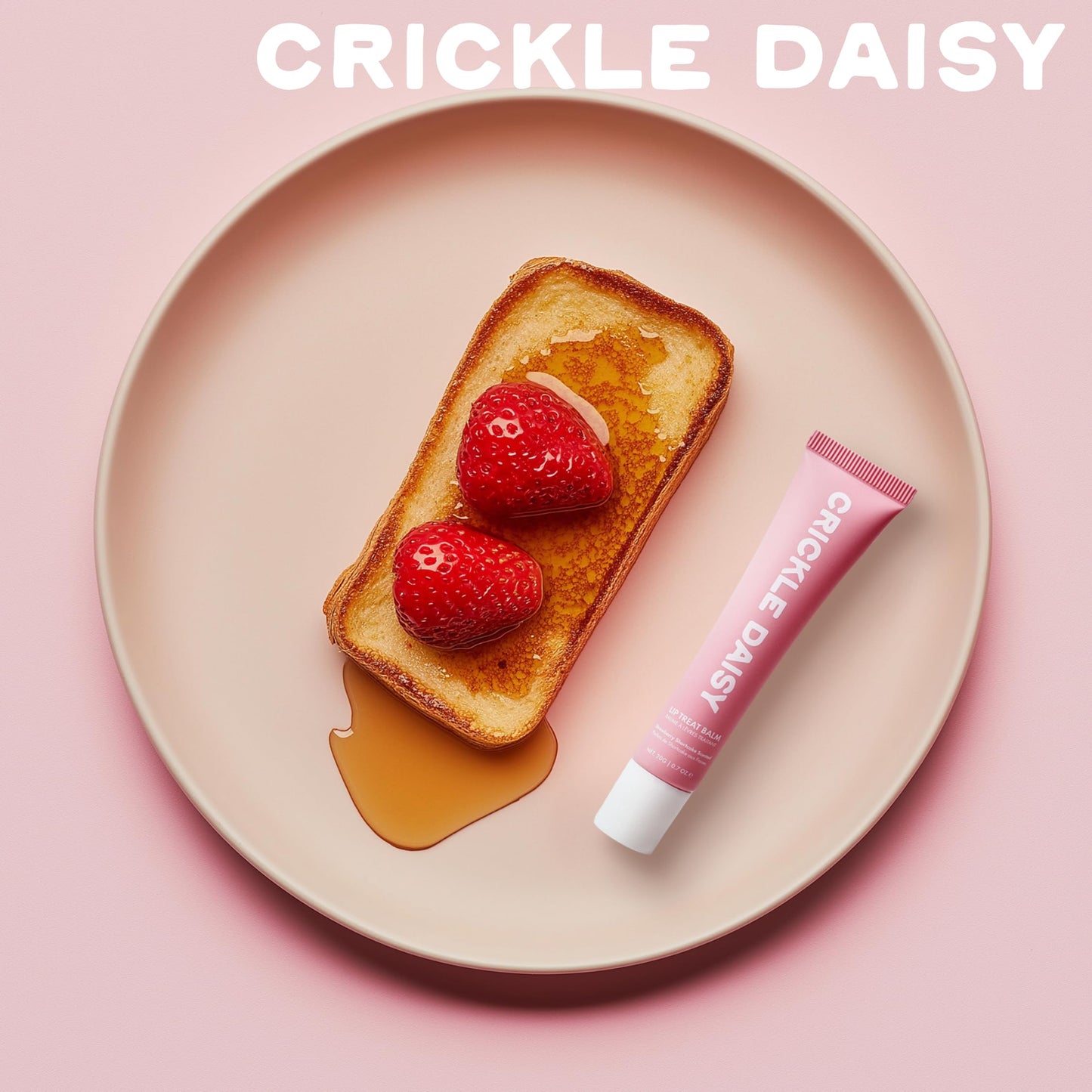 Crickle Daisy Lip Treat Balm - Hydrating & Nourishing Lip Balm with Avocado, Olive, and Coconut Oils - Softening Lip Moisturizer & Protection for Very Dry Lips - Strawberry Shortcake Scented, 0.7oz