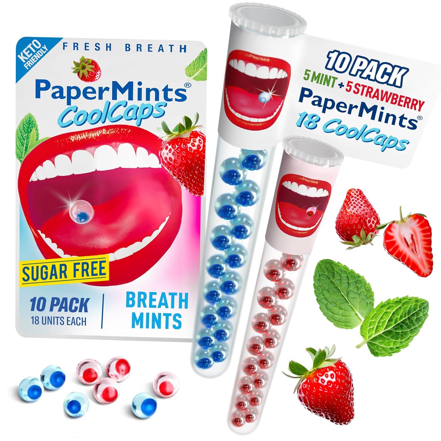 PaperMints CoolCaps - Sugar-Free Instant Fresh Breath Mints, 4 Pack (160 Capsules) for Halitosis & Dry Mouth Relief