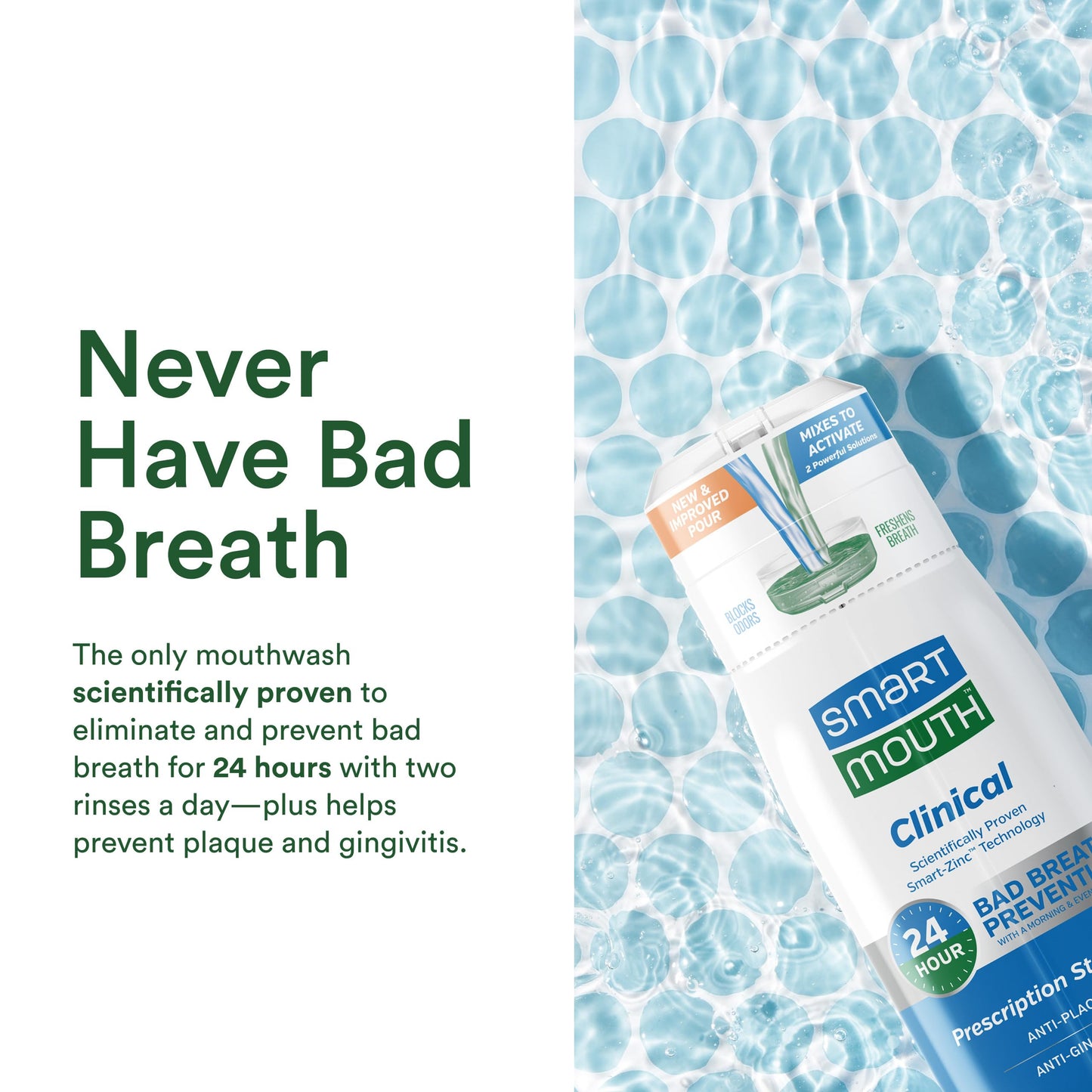 SmartMouth DDS Activated Clinical Mouthwash - for Fresh Breath - Clinical Strength Mouthwash for Gum Health, Gingivitis & More - Clean Mint Flavor, 16 fl oz (3 Pack)