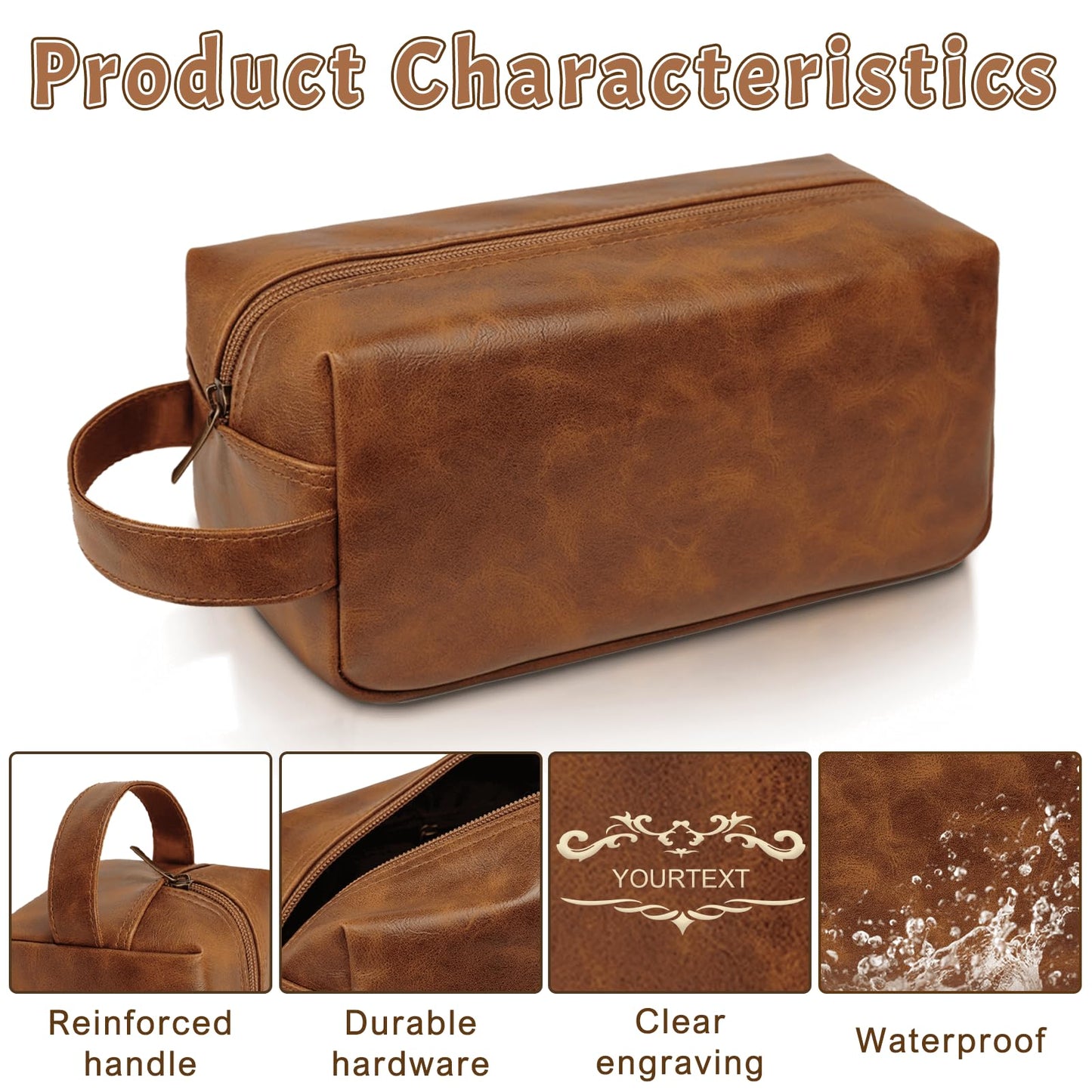 Groomsmen Gifts, Personalized Men Toiletry Bag, Leather Travel Bag for Him, Shaving Kit, Custom Grooming Kit for Boyfriend, Husband Birthday Anniversary Wedding Gifts