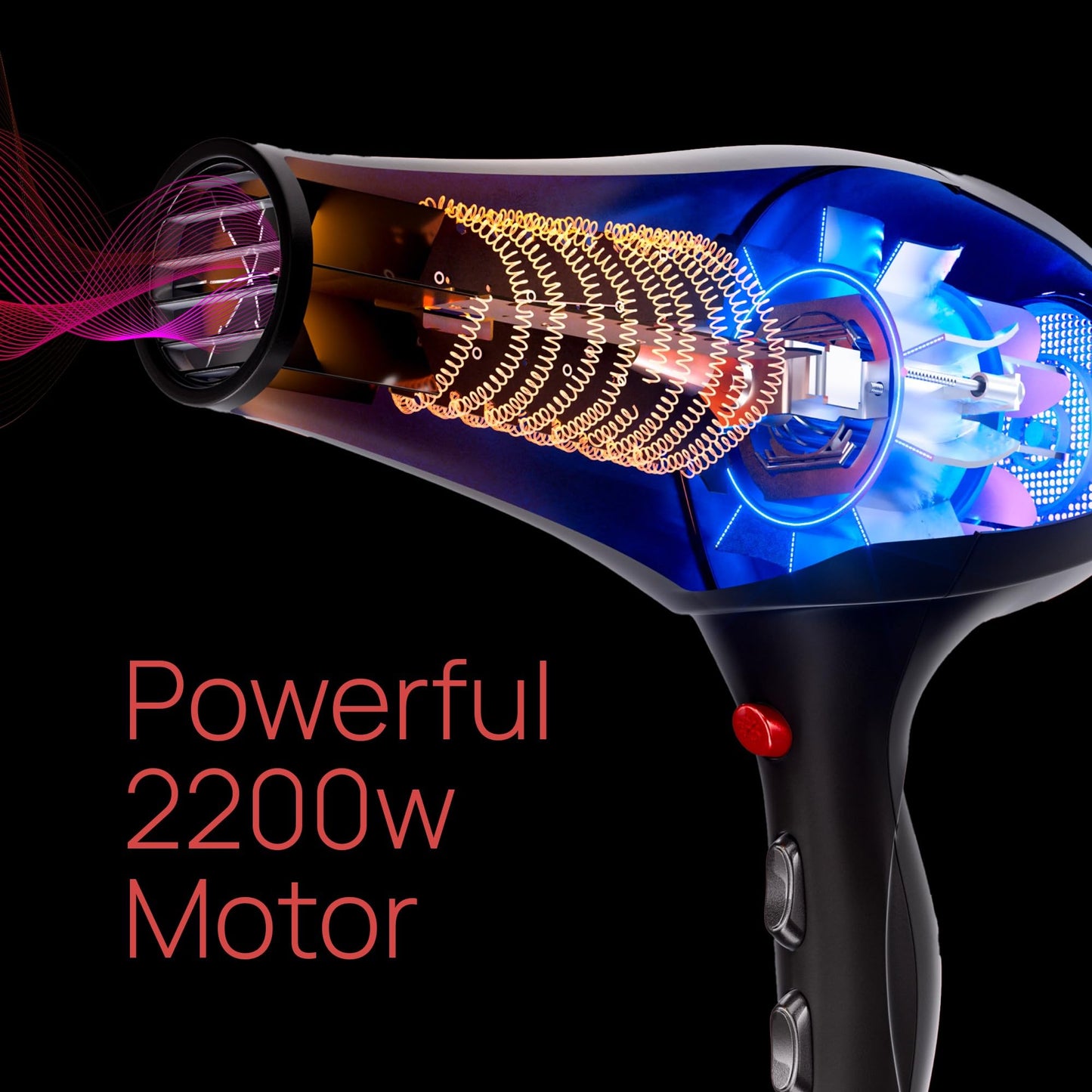 TREZORO Professional Ionic Hair Dryer for Salon - 2200W Powerful Blow Dryer - Lightweight Travel for Normal & Curly Hair Includes Volume Styling Nozzle