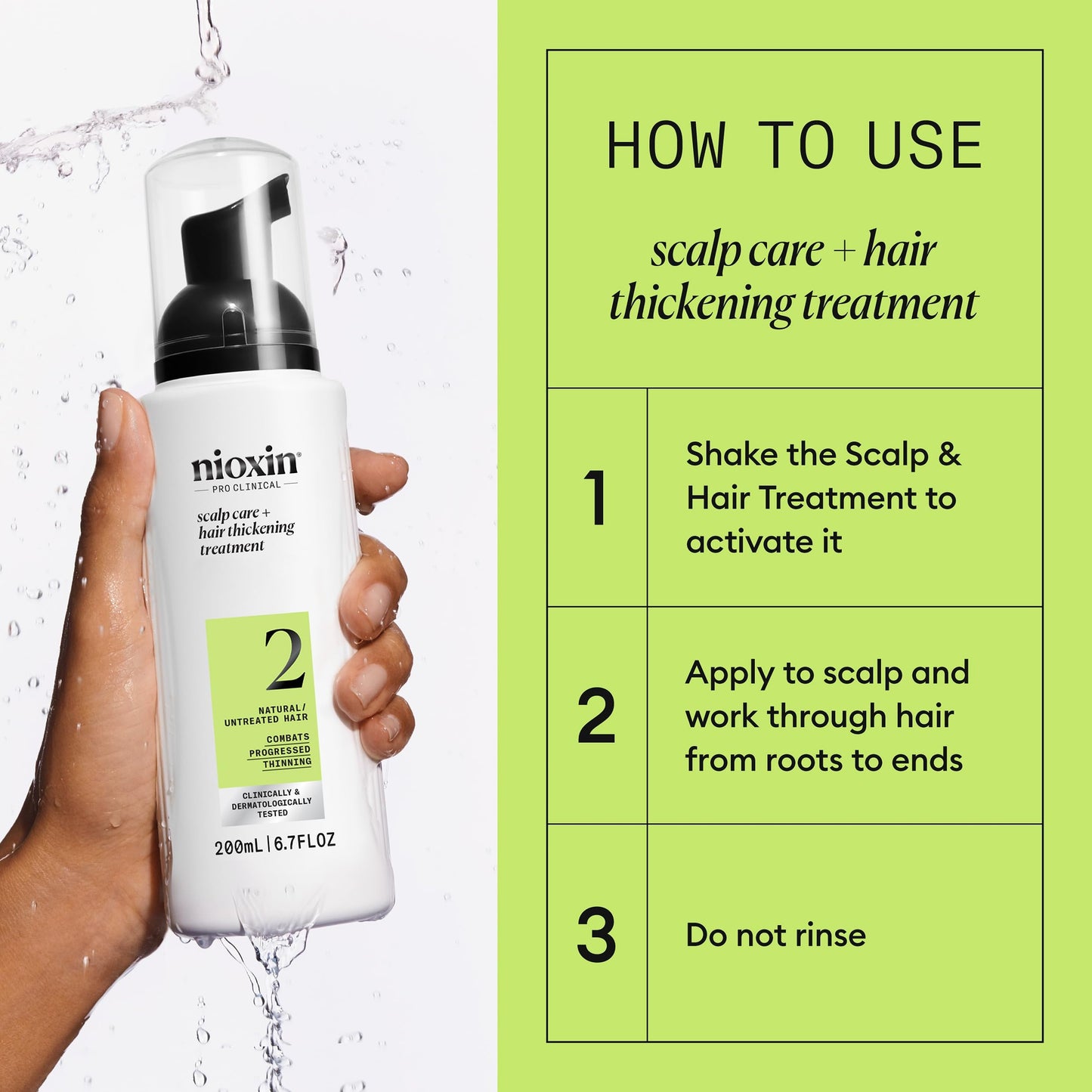 Nioxin Scalp + Hair Thickening System 2 Leave on Treatment | For Natural or Untreated Hair with Progressed Thinning | 6.8 Fl oz.
