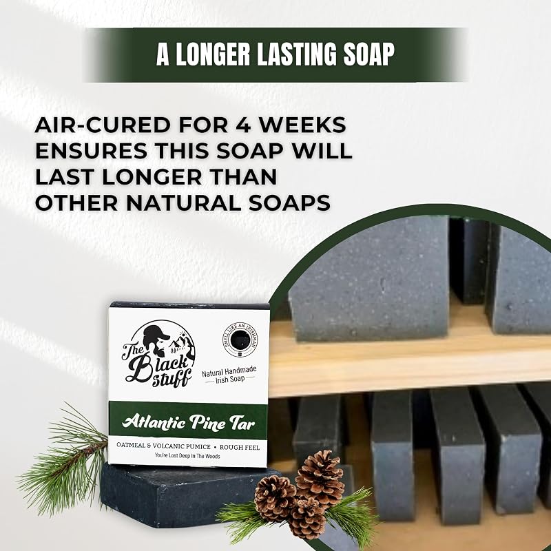 Pine Tar All Natural Bar Soap for Men – 3 Pack, Cold Process, Organic Shea Butter
