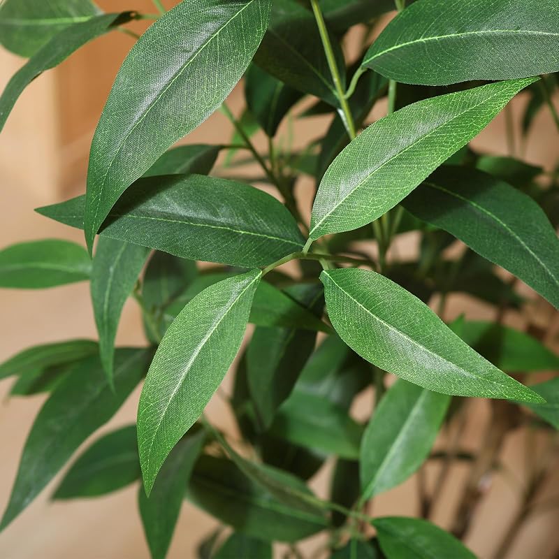 4Ft Artificial Eucalyptus Plant with White Planter - Multi-Trunk Fake Tree