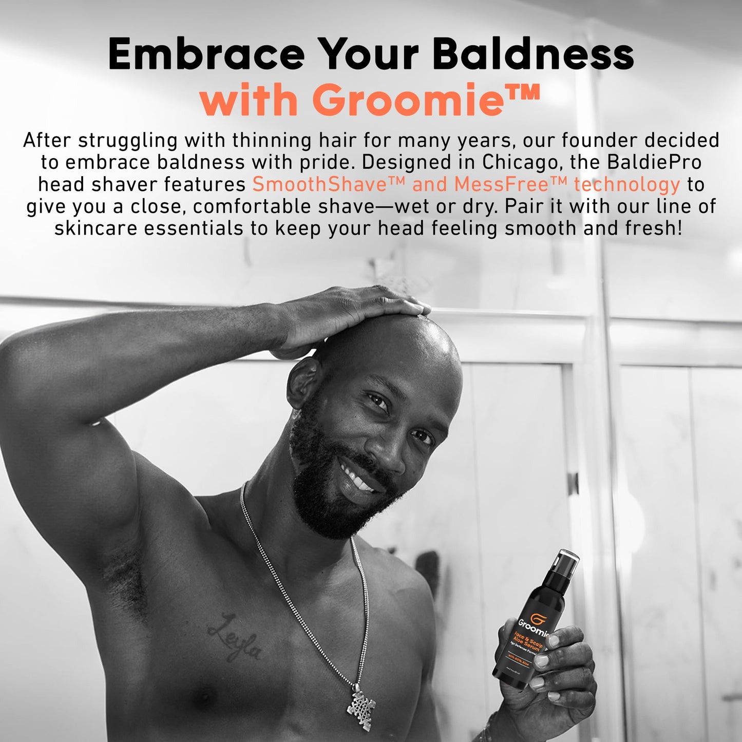 Groomie Face & Scalp Aloe Vera Serum - Hydrating, Soothing, and Moisturizing Skincare Formula, Daily Lightweight and Fast Absorbing, After-Shave Care to Keep Skin Hydrated All Day