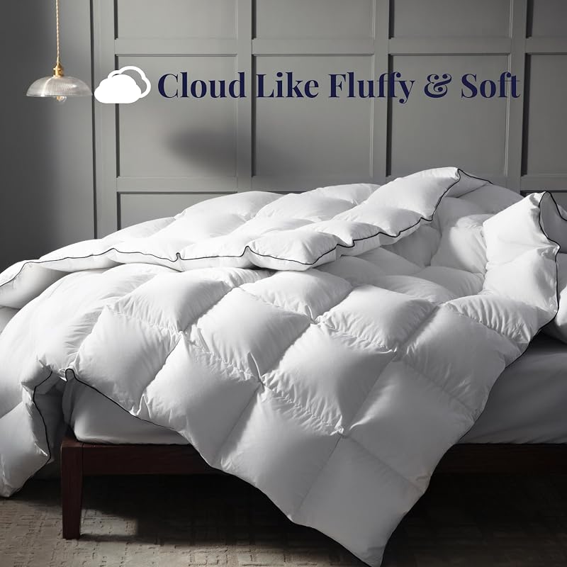 Queen Goose Down Duvet Insert - All-Season Comfort, 100% Cotton Shell, Hotel Quality