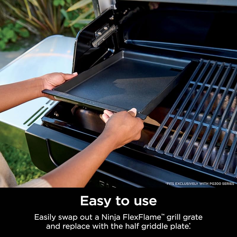 Ninja FlexFlame Half-Size Griddle with Grease Drain 16.9" x 12.4" x 2.1"