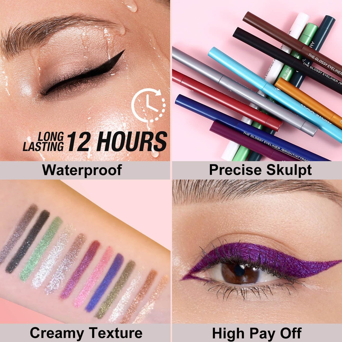 Wavuketu Burgundy Eyeliner Waterproof Burgundy Eyeliner Pencil Retractable burgundy gel eyeliner Smudge-proof Long Lasting Hypoallergenic (03#)