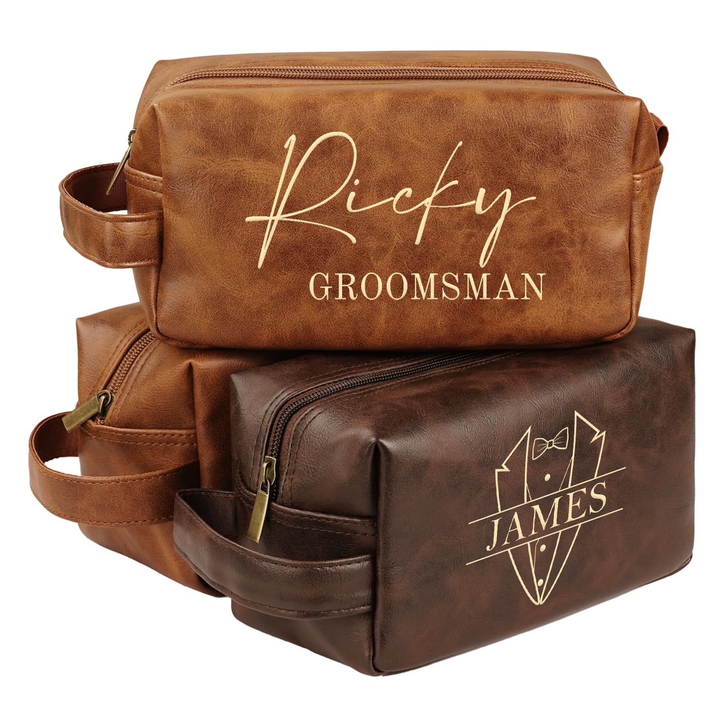 Groomsmen Gifts, Personalized Men Toiletry Bag, Leather Travel Bag for Him, Shaving Kit, Custom Grooming Kit for Boyfriend, Husband Birthday Anniversary Wedding Gifts