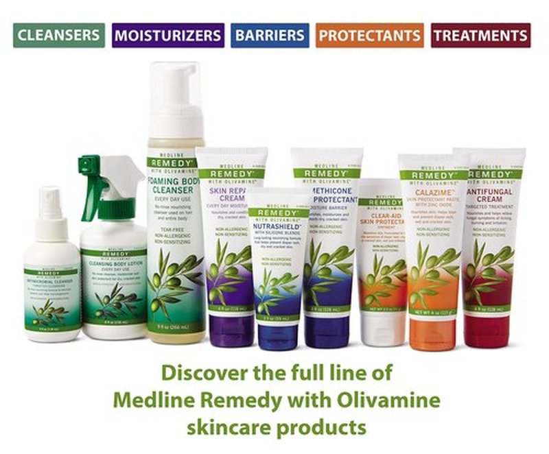 Medline Remedy Skin Repair Cream with Olivamine, 32 oz. bottle, lightly scented, for dry and cracked skin