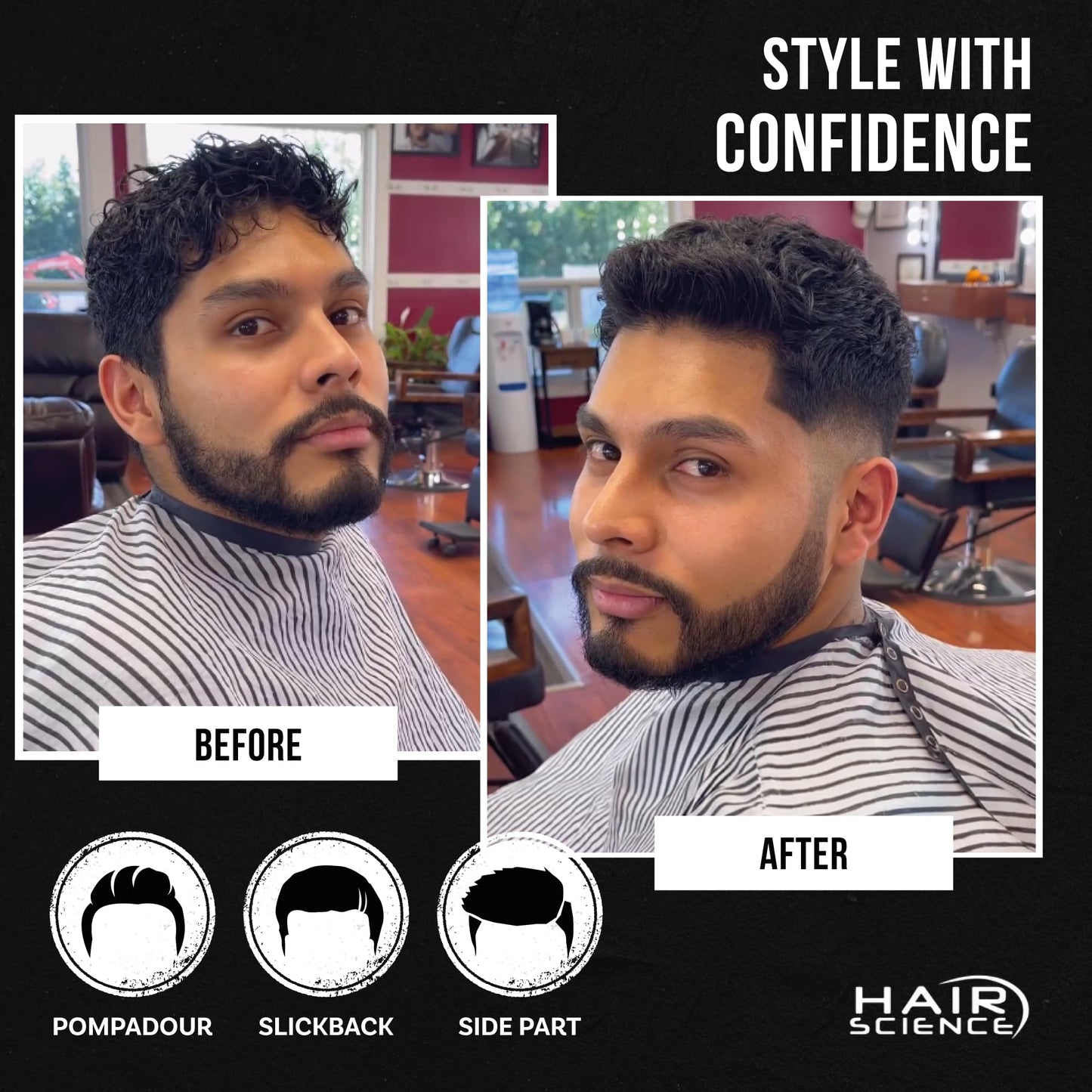 Hair Science - Premium, Organic, Water Based Pomade for Men & Women, Medium Hold, Professional Barber Formulation, Perfect for Curly, Wavy, & Short Hair Styling, Eucalyptus Scent, Travel Size (2 Oz)