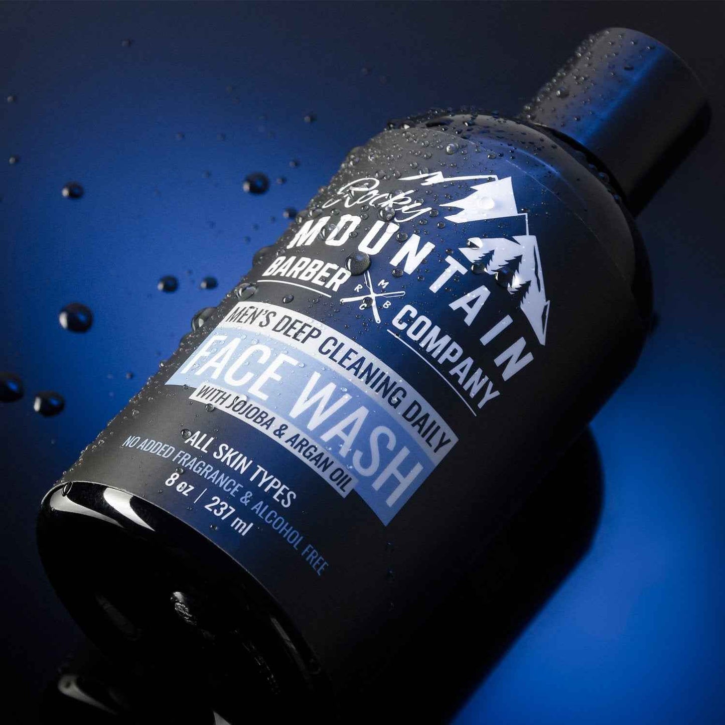 Rocky Mountain Barber Company Men's Daily Face Wash - With Jojoba Oil, Argan Oil, Chamomile Floral Water and Aloe Vera – Unscented - 8 oz