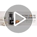 Electric Coffee Grinder with 30 Settings - Shiny Silver & Black, Adjustable Burr Mill for Home Use