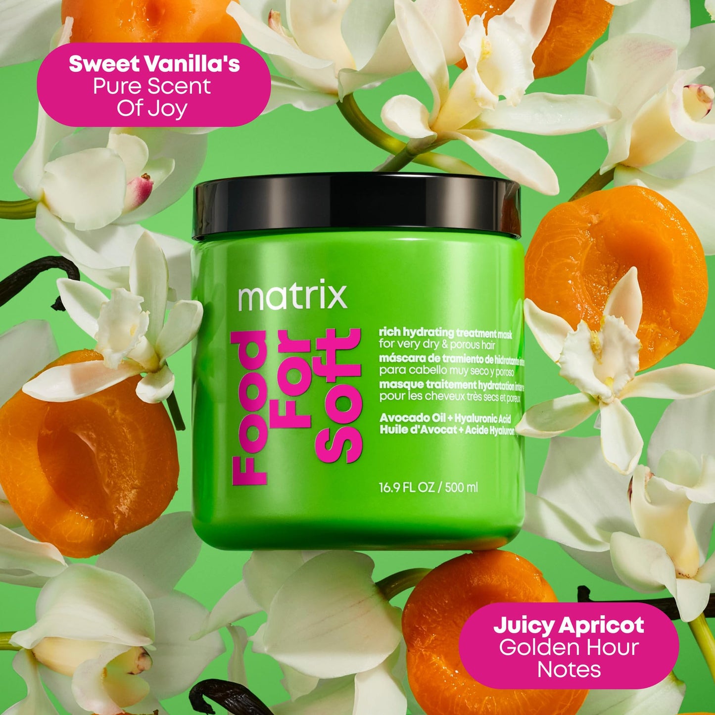Matrix Food For Soft Rich Hydrating Treatment Mask For Dry and Brittle Hair - Moisturizes, Softens and Smooths, With Avocado Oil & Hyaluronic Acid, 16.9 Fl Oz