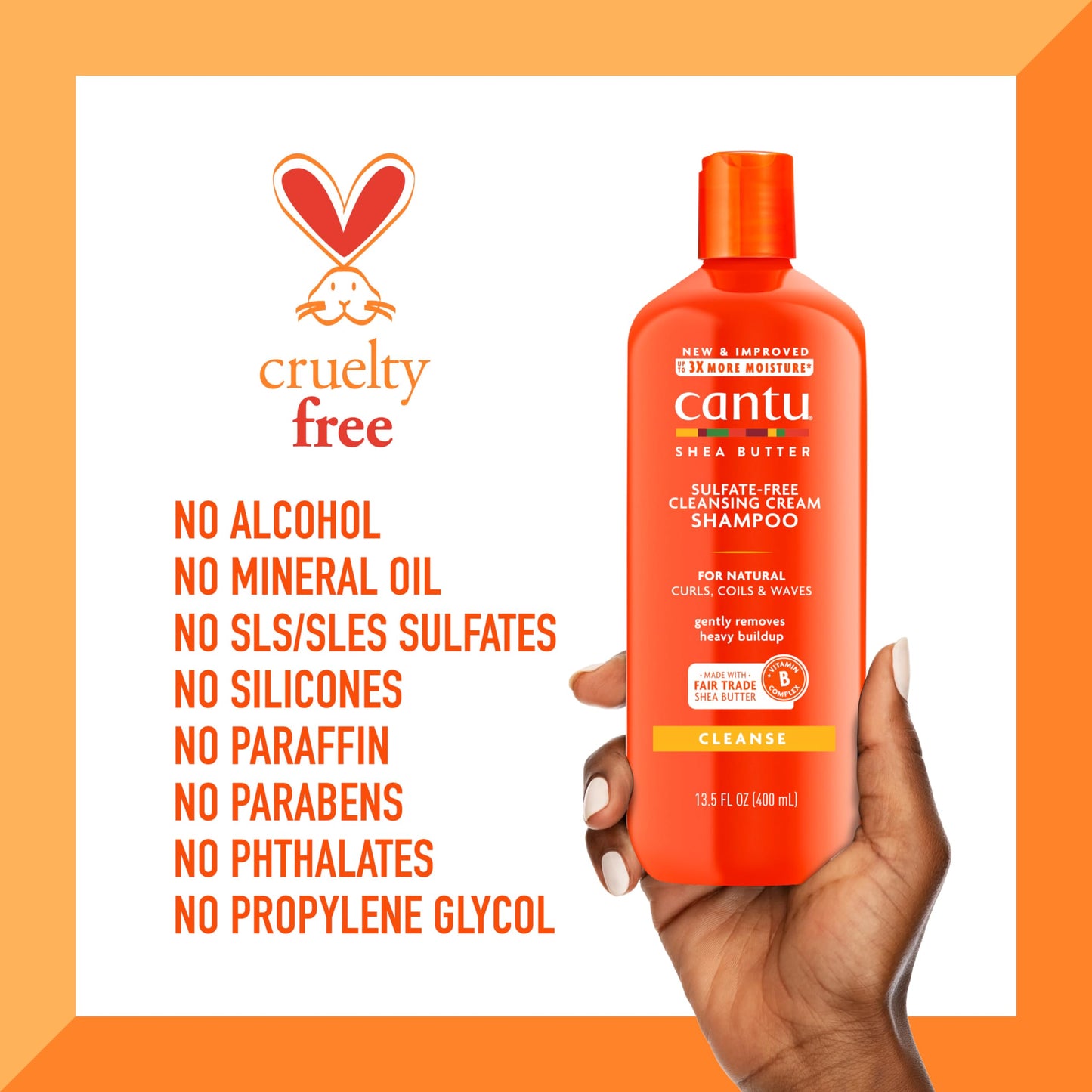 Cantu Sulfate-Free Cleansing Cream Shampoo with Shea Butter for Natural Hair, 13.5 oz