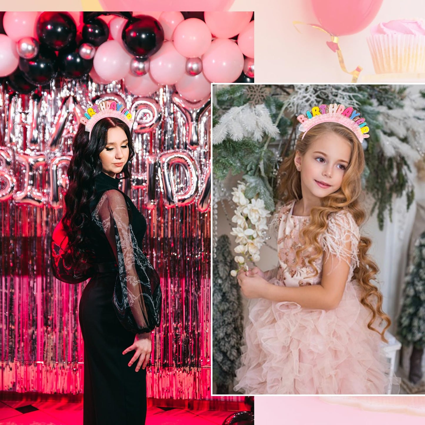 Vovii Birthday Girl Headband Princess Crown for Women Girls, Happy Birthday Headband for Hair Accessories