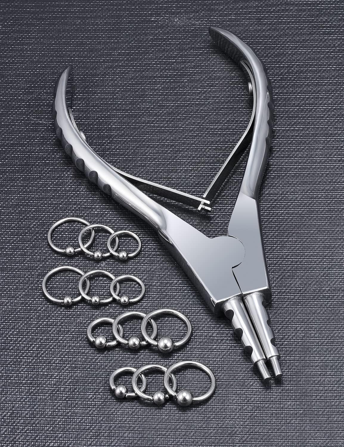 316L Surgical Steel Body Piercing Tools Kit - 9 Styles for Nose, Septum, Lip, Tongue & More