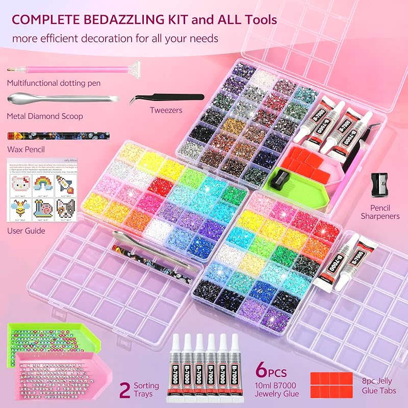 Bedazzling Diamond Art Kit for Nail Art & DIY Crafts - 72,000 Pcs, 54 Colors, All-in-One Deluxe Set
