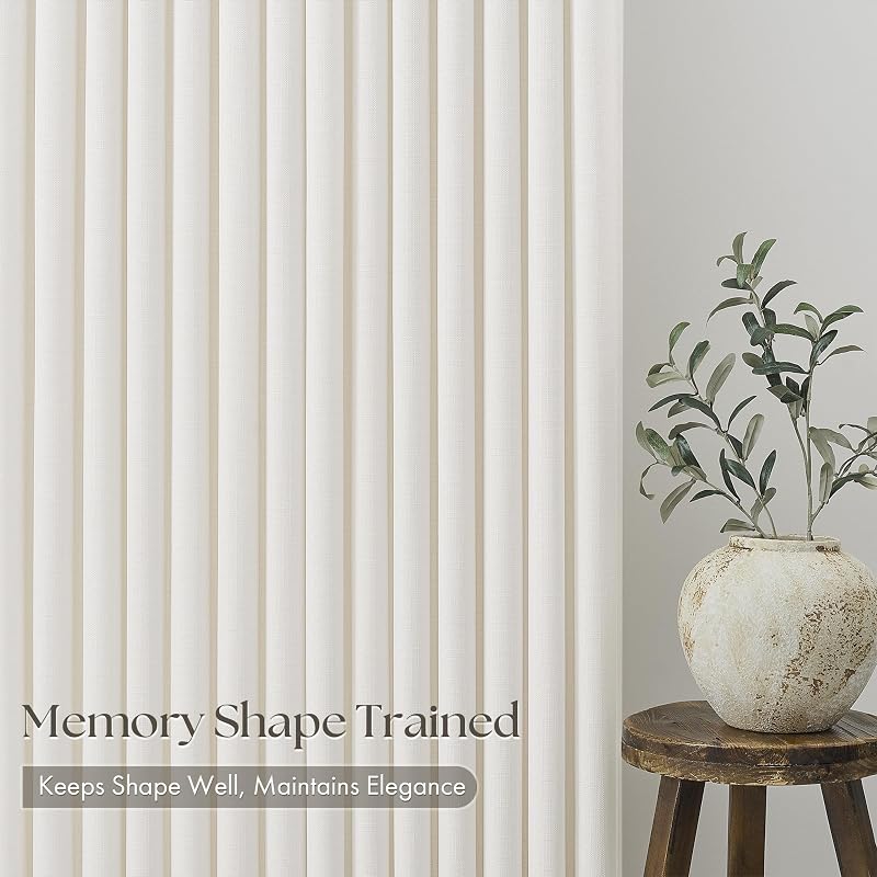 Natural Pinch Pleat Linen Curtains 40x108 Inches - 4 Panels, Ivory Cream (Variation: Natural 40"W x 108"L Pack of 4)