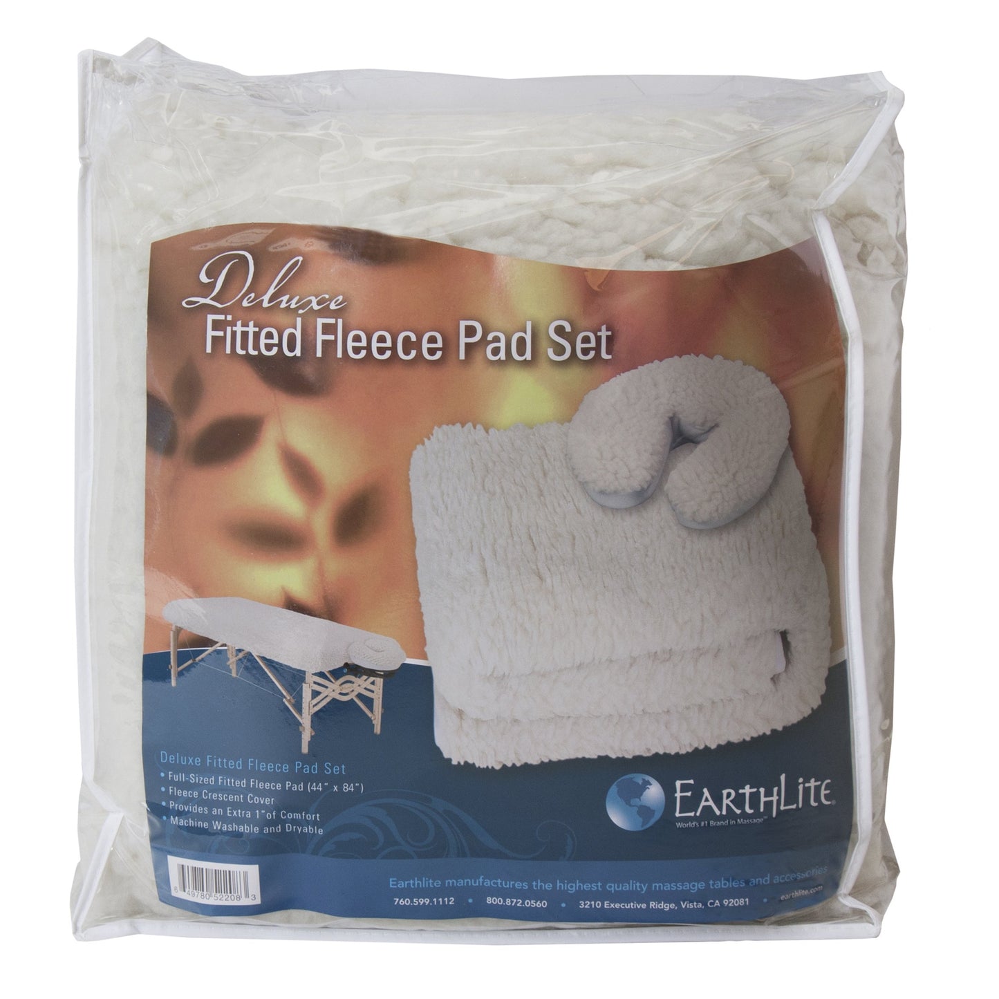 EarthLite Massage Table Fleece Pad Set Deluxe - 1" Soft & Thick incl. Fitted Pad & Face Cradle Cover (2pc)