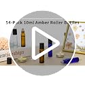 KEYWING 10ml Amber Glass Roller Bottles for Essential Oils - 54 Pack, Includes Dropper & Spare Balls
