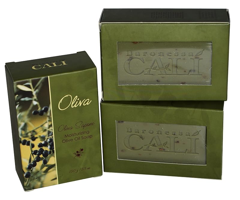 Olive Oil Soap Bar Trio - Deep Moisturizing Olive Green Sapone, 5.3 oz Each