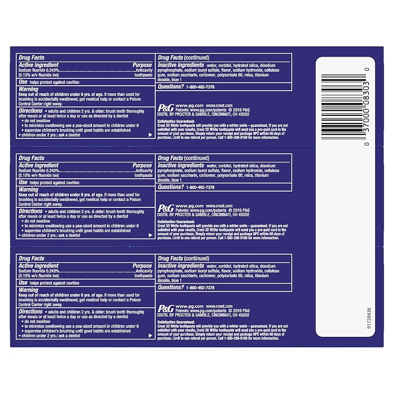 Crest 3D White Arctic Fresh Toothpaste - 4.1 oz, Pack of 3