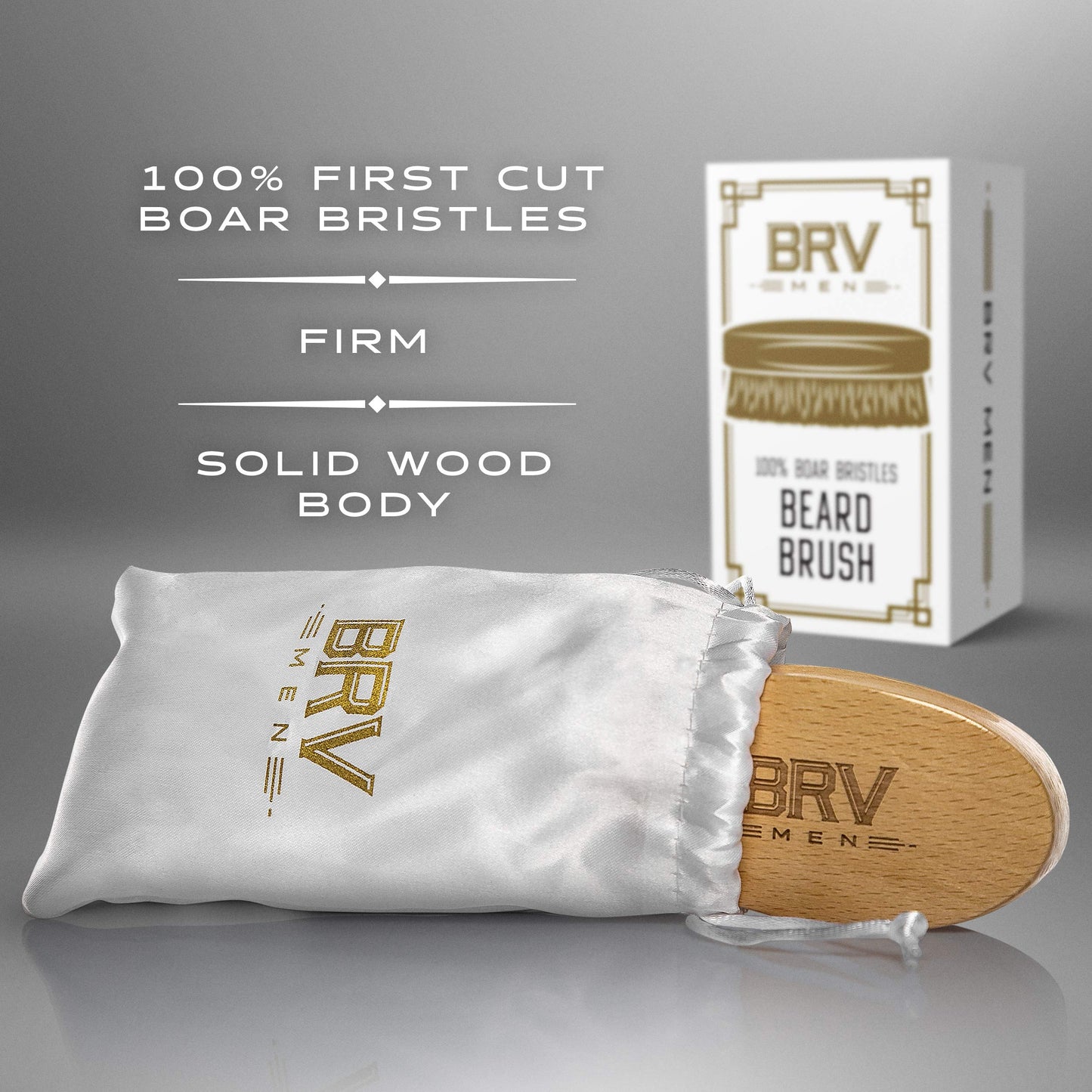 BRV MEN Beard Brush | Firm Boar Bristles | First-Cut Boar Hair Bristles | The Ideal Gift For Men (Beechwood)
