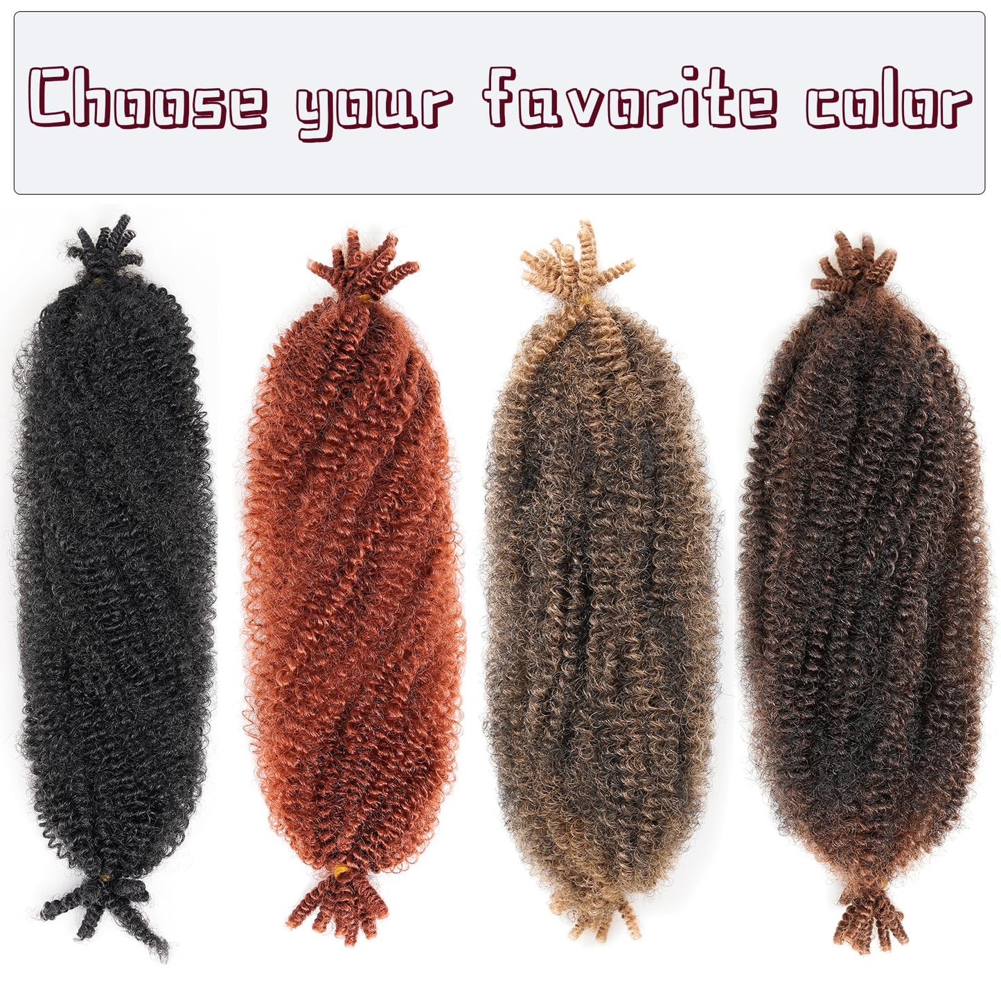 ROKTRESS Afro Spring Twist Hair 16 Inch 8packs Springy Marley Braiding For Faux Locs Pre Separated Black Women (16inch,T30)