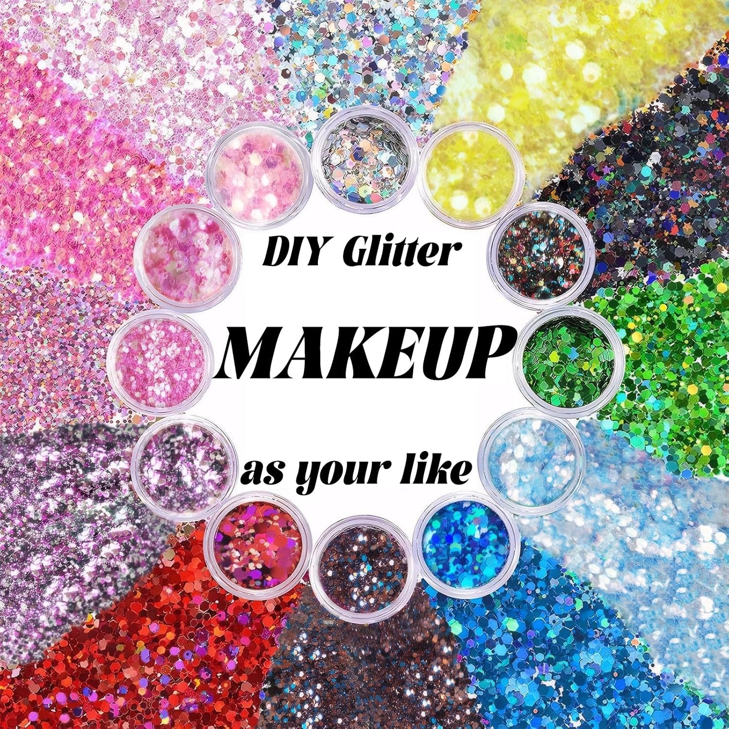 Body Glitter Face Glitter, Hair Glitter for Kids, 12 Shapes Fine Chunky Glitter Gel for Women Girls Makeup Sparkles Party Mermaid Sequins Rave Accessories Singer Concerts Festival (Blue Scheme)