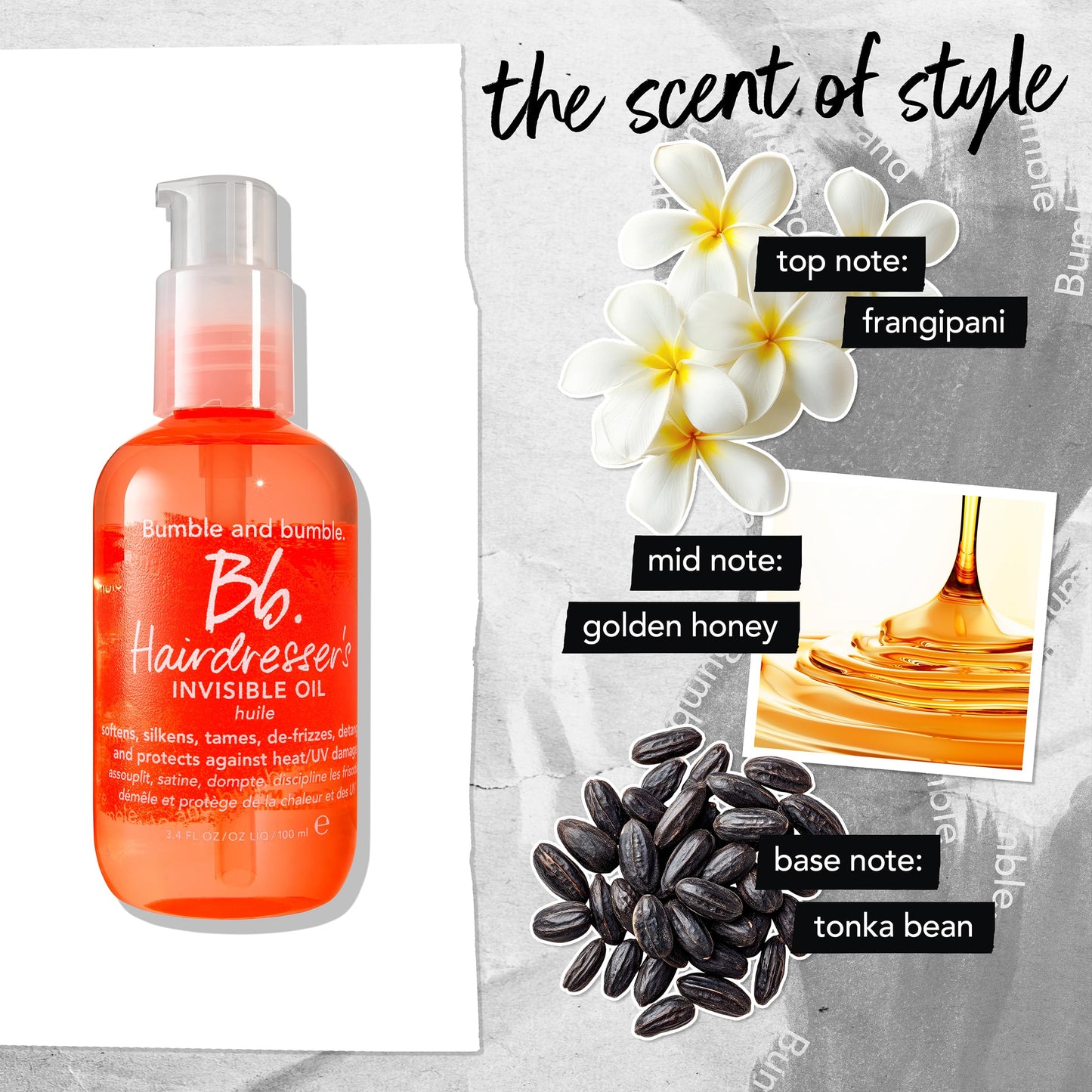 Bumble and bumble. Hairdresser's Invisible Oil Frizz-Reducing Hair Oil | Heat Protection, Frizz Control + Shine | Curly, Wavy, Straight | With Argan, Coconut, + Grapeseed Oil, 3.4 Fl Oz