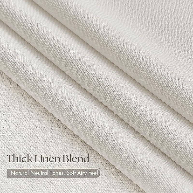 Natural Pinch Pleat Linen Curtains 40x108 Inches - 4 Panels, Ivory Cream (Variation: Natural 40"W x 108"L Pack of 4)