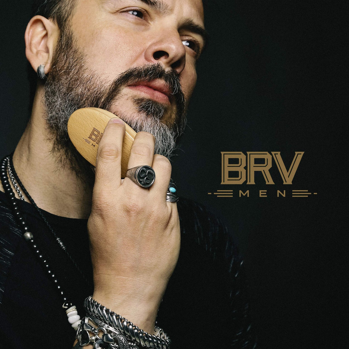 BRV MEN Beard Brush | Firm Boar Bristles | First-Cut Boar Hair Bristles | The Ideal Gift For Men (Beechwood)