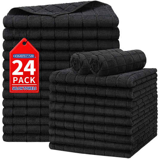 HOMERHYME Salon Towels 24 Pack, Microfiber Hand Towels for Bathroom, 16 x 27 Inches Quick Dry Hair Towel, Lint Free Towels for Spa,Yoga, Gym, Bath & Home Beauty Care (Not Bleach Proof)